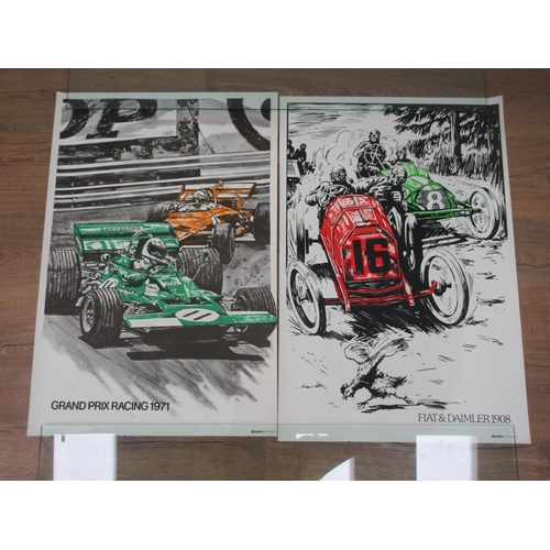 376 - A collection of unframed reproduction Motor Racing Posters , sizes c. 20 x 29 1/2 in (qty)