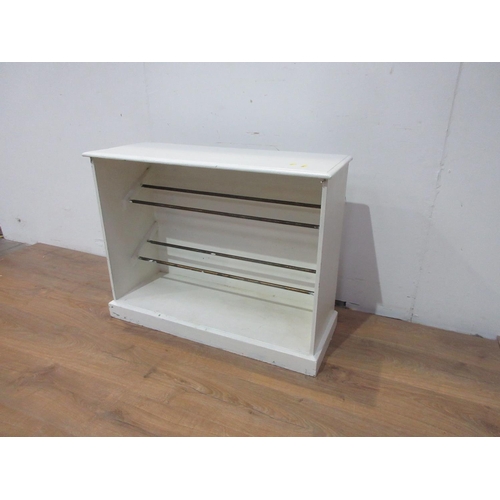 389 - A white painted Shoe Rack with two rails, 2ft 10in W, 2ft 3in H