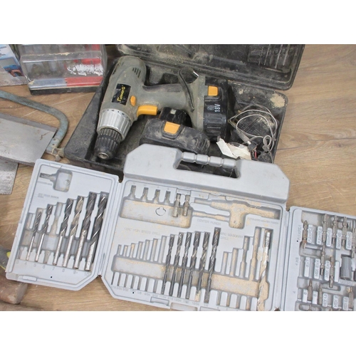 398 - A quantity of Tools including a Co-Tech multi-tool, a cordless Drill and various woodworking Tools