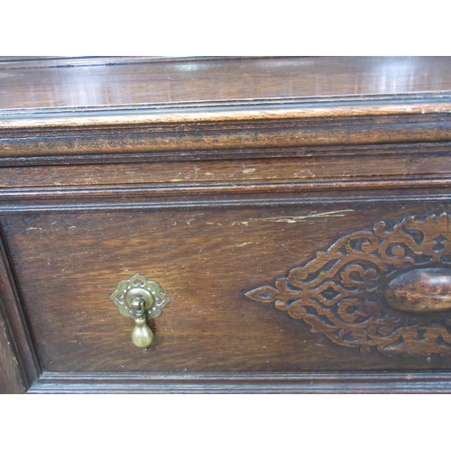 426 - A 20th Century moulded oak Sideboard fitted pair of cupboard doors flanking two drawers 6ft W x 3ft ... 