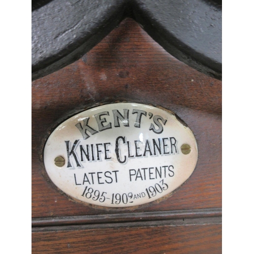 430 - A Victorian Knife Cleaner on stand by Kent's with ceramic manufacturers plaque 3ft 10in H