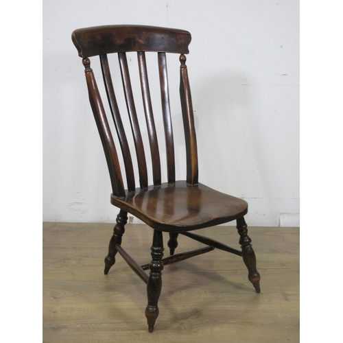 439 - A 19th Century low lath back Chair on turned supports and stretchers