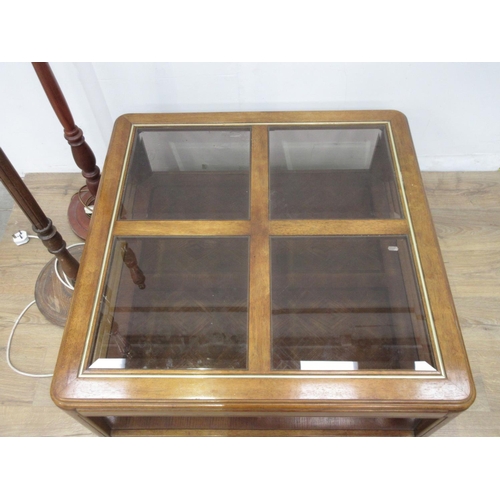 494 - A modern glass topped Coffee Table 3ft 2in W and two Standard Lamps, both passed PAT test (one with ... 