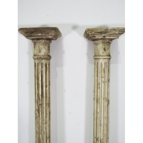 497 - A pair of antique white painted Columns 5ft 7in H