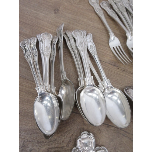 505 - A box including silver plated three piece Tea Service and a quantity of Cutlery