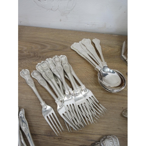 505 - A box including silver plated three piece Tea Service and a quantity of Cutlery