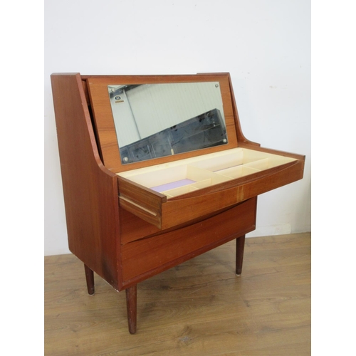 519 - A Kobberbeskyttet 1960's Danish teak Bureau/Dressing Table designed by Arne Vodder 3ft 6in H x 2ft 8... 