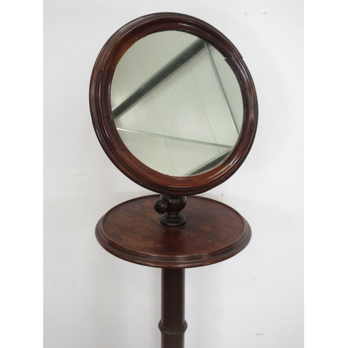 527 - A 19th Century mahogany Shaving Stand with mirror on turned column and three scroll feet 4ft 10in H