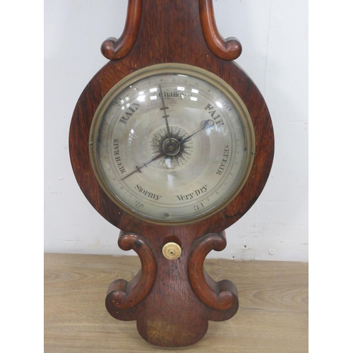 530 - A 19th Century rosewood cased banjo Barometer 3ft 1in