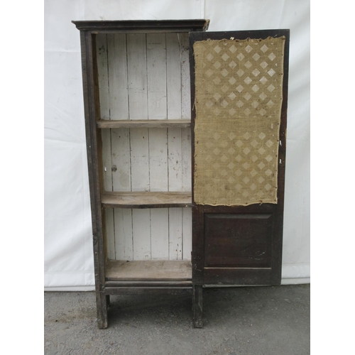 532 - An antique Food Hutch with lattice and hessian cupboard door 5ft 10in H x 2ft 4in W