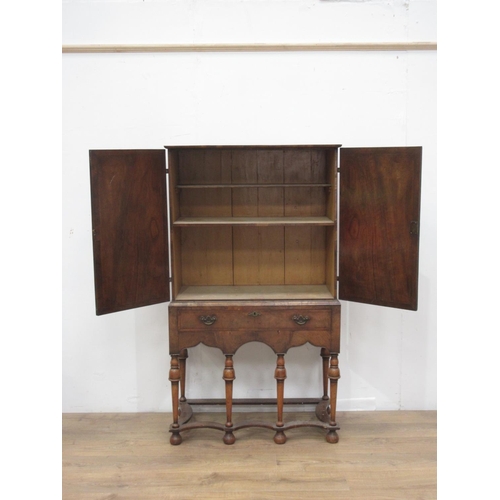 54 - A reproduction Queen Anne style walnut veneered Cabinet on stand 5ft 3in H x 3ft W