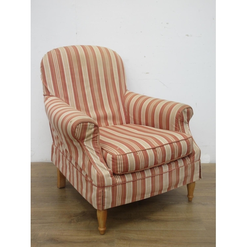 550 - An Armchair with striped upholstery 2ft 10in H