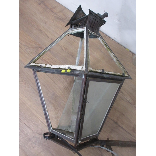 56 - An antique wall mounted Lantern fitted for electricity 2ft 8in H A/F