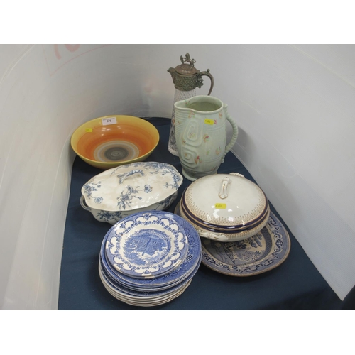 570 - A Shelley Bowl, plated mounted Claret Jug, Beswick Jug, Plates, Tureens and small Meat Dish