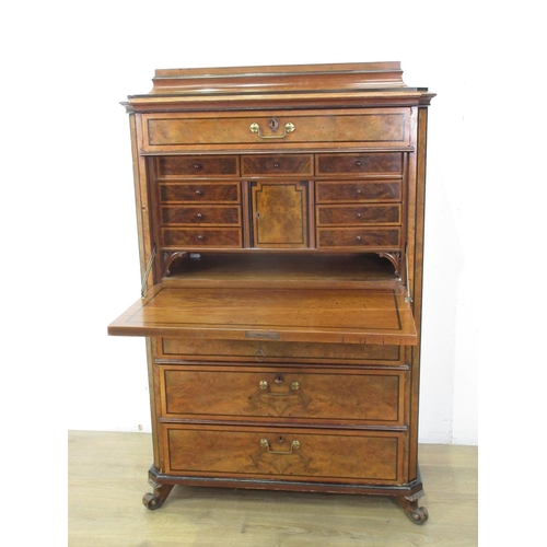 623 - A Continental 19th Century walnut Escritoire fitted fall front with fitted interior and four drawers... 