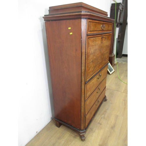 623 - A Continental 19th Century walnut Escritoire fitted fall front with fitted interior and four drawers... 