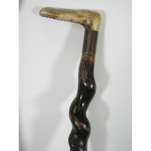 65 - A James O. Robinson 'Elwell' Commemorative Spade and two Walking Sticks