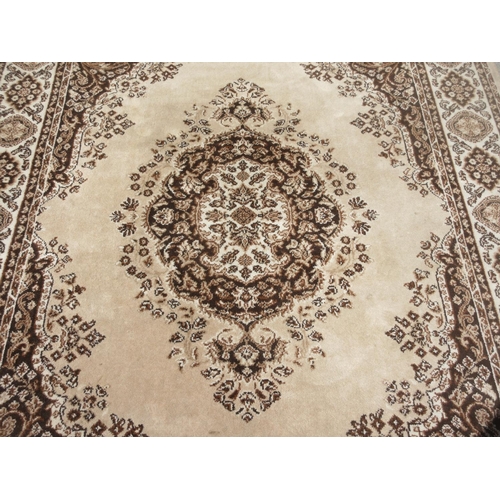 660 - A Kasham Rug on beige ground with multi borders and floral motif 7ft 11in L x 5ft 6in W