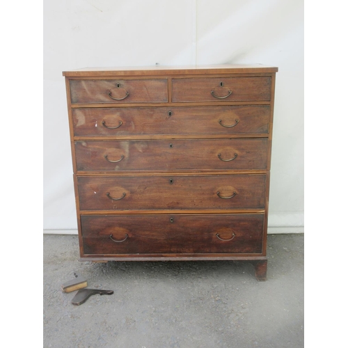 637 - A 19th Century mahogany Chest of two short and four long graduated drawers A/F 3ft 11in H x 3ft 5in ... 