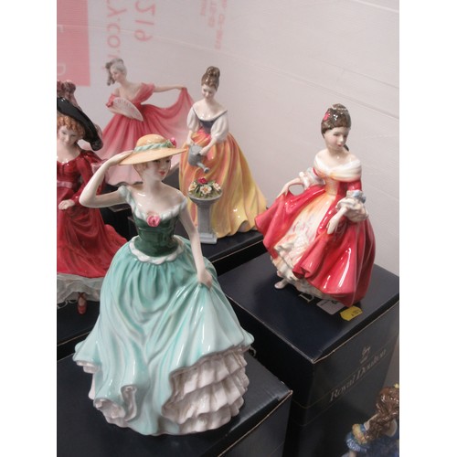 601 - Six boxed Royal Doulton Figurines and an unboxed Figurine 'Rebecca'