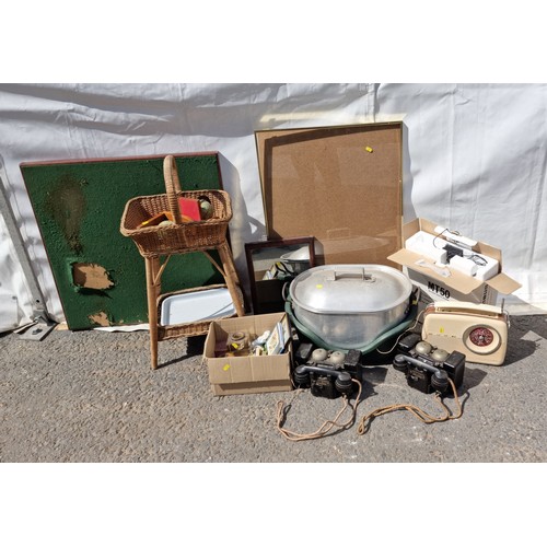 638 - A large metal Fish Kettle, boxed Yamaha Cassette Recorder, Radio, Dog Bed, Mirror, Picture Frame, a ... 