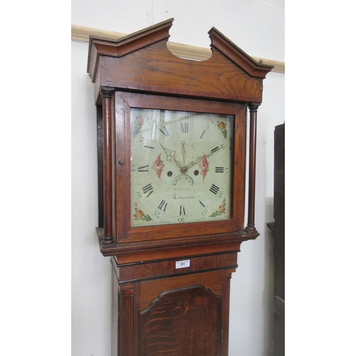 553 - A 19th Century oak and mahogany crossbanded Longcase Clock with painted dial by H. Toleman, Carnarvo... 