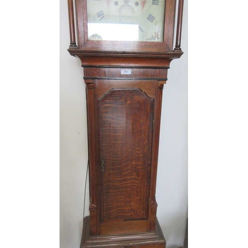 553 - A 19th Century oak and mahogany crossbanded Longcase Clock with painted dial by H. Toleman, Carnarvo... 