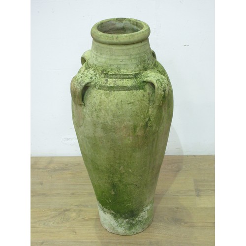 86 - A terracotta Urn with four handles 2ft 6in H