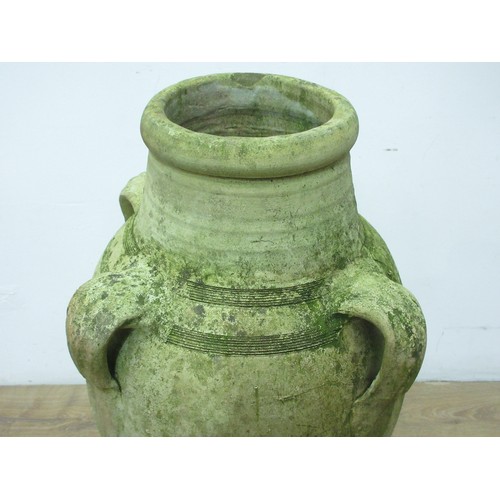 86 - A terracotta Urn with four handles 2ft 6in H