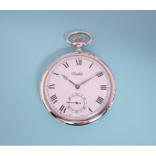 220 - A modern silver cased open faced keyless wind Doubar Pocket Watch the white dial with roman numerals... 