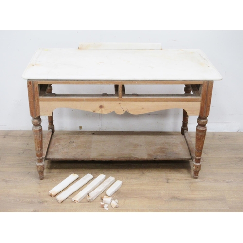 538 - A pine marble topped Washstand (missing drawers)