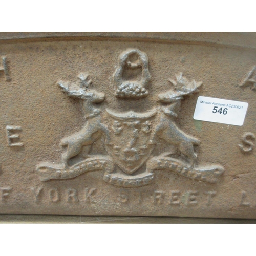 546 - A Victorian cast iron arched Plaque to H. Smith, College Street, Lambeth 3ft 8in W