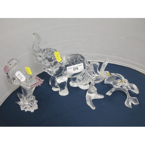 576 - Seven glass animal Figures