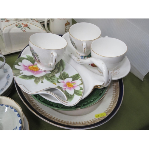 599 - Commemorative Cups, Cheese Dish and Cover, Tea Pot, etc