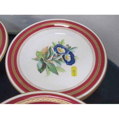 617 - A floral decorated Dessert Service and a silk Dress