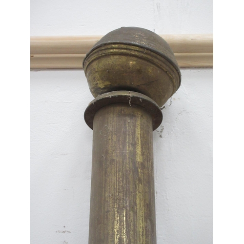 620 - A brass Curtain Pole 7ft 2in L and a brass Fire screen Frame 2ft H