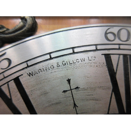 621 - A 20th Century oak Longcase Clock by Waring & Gillows, London with brass and silvered dial 6ft 2in H