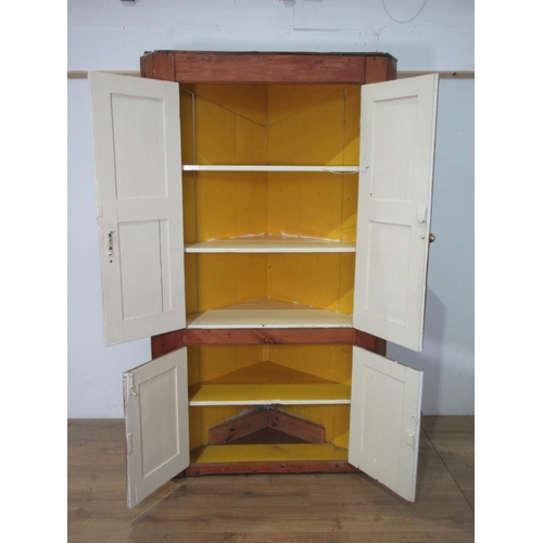 623 - An antique pine standing Corner Cupboard 7ft H x 4ft W