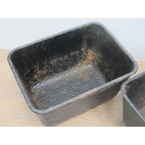 650 - A pair of 19th Century black painted cast iron rectangular Troughs one of them Ransomes 1ft 10in W x... 