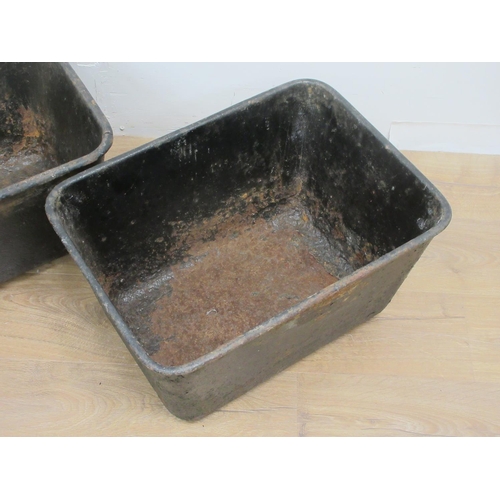 650 - A pair of 19th Century black painted cast iron rectangular Troughs one of them Ransomes 1ft 10in W x... 