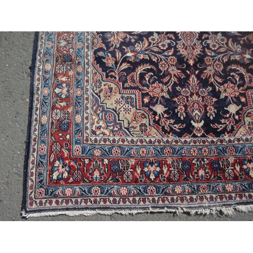 655 - A blue ground Rug with central lozenge within multiple borders 7ft x 4ft 5in