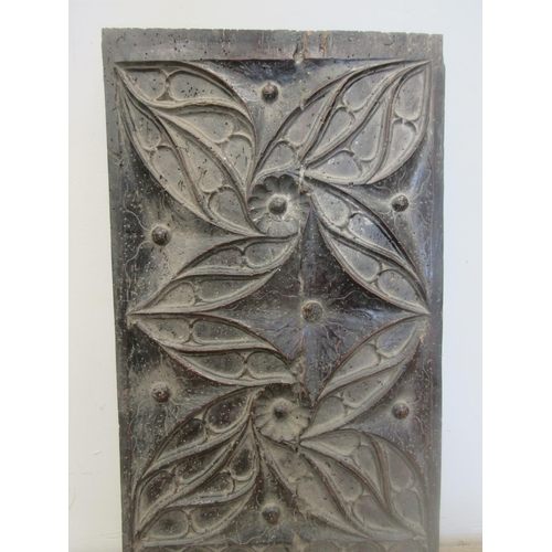 78 - A c16th Century tracery leafage carved Panel 1ft 10 1/2in H x 11 1/2in W