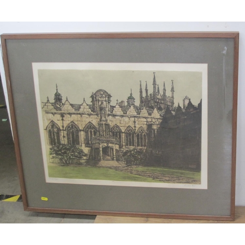 309 - RICHARD BEER. Oriel College, Oxford, colour lithograph, numbered 22/100, and pencil signed in lower ... 