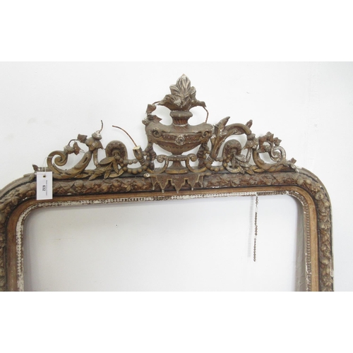 632 - A 19th Century gilt frame with urn surmount and fruit moulded design 5ft 3in H x 3ft 3in W A/F