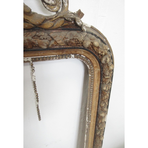 632 - A 19th Century gilt frame with urn surmount and fruit moulded design 5ft 3in H x 3ft 3in W A/F