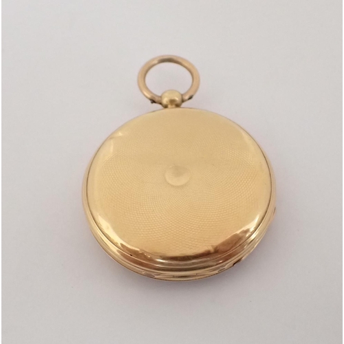 111 - A 19th Century Continental 18ct gold cased Fob Watch, the floral engraved dial with Roman numerals a... 