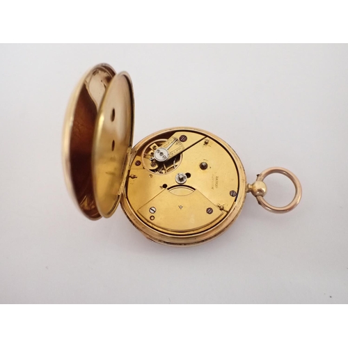 111 - A 19th Century Continental 18ct gold cased Fob Watch, the floral engraved dial with Roman numerals a... 