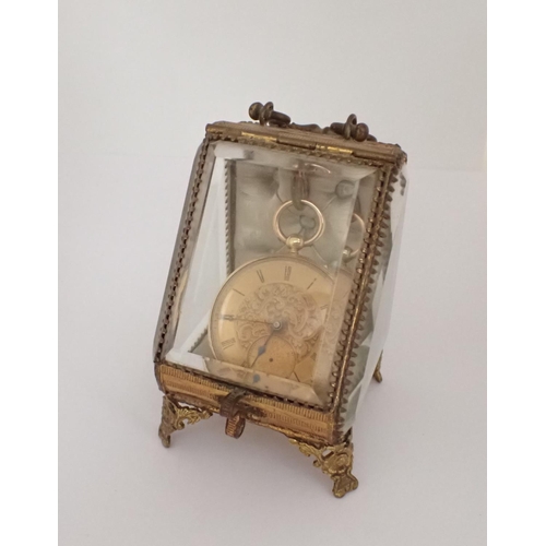 111 - A 19th Century Continental 18ct gold cased Fob Watch, the floral engraved dial with Roman numerals a... 