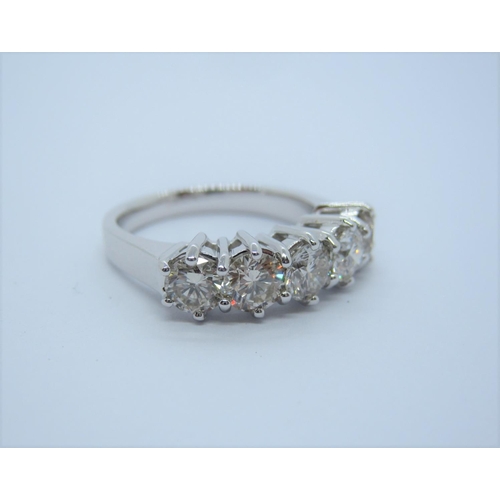 137 - A Diamond five stone Ring claw-set brilliant-cut stones, total diamond weight 1.10cts, in 18ct white... 