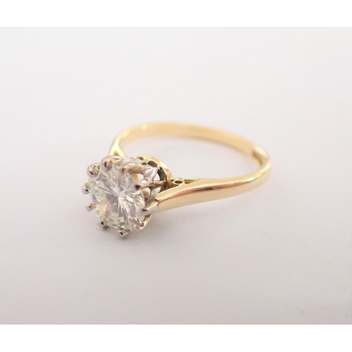 140 - A Diamond single stone Ring claw-set brilliant-cut stone, estimated 1.75cts, in 18ct gold, ring size... 